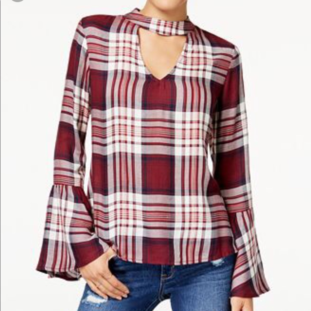 American Rag Plaid Bell Sleeve